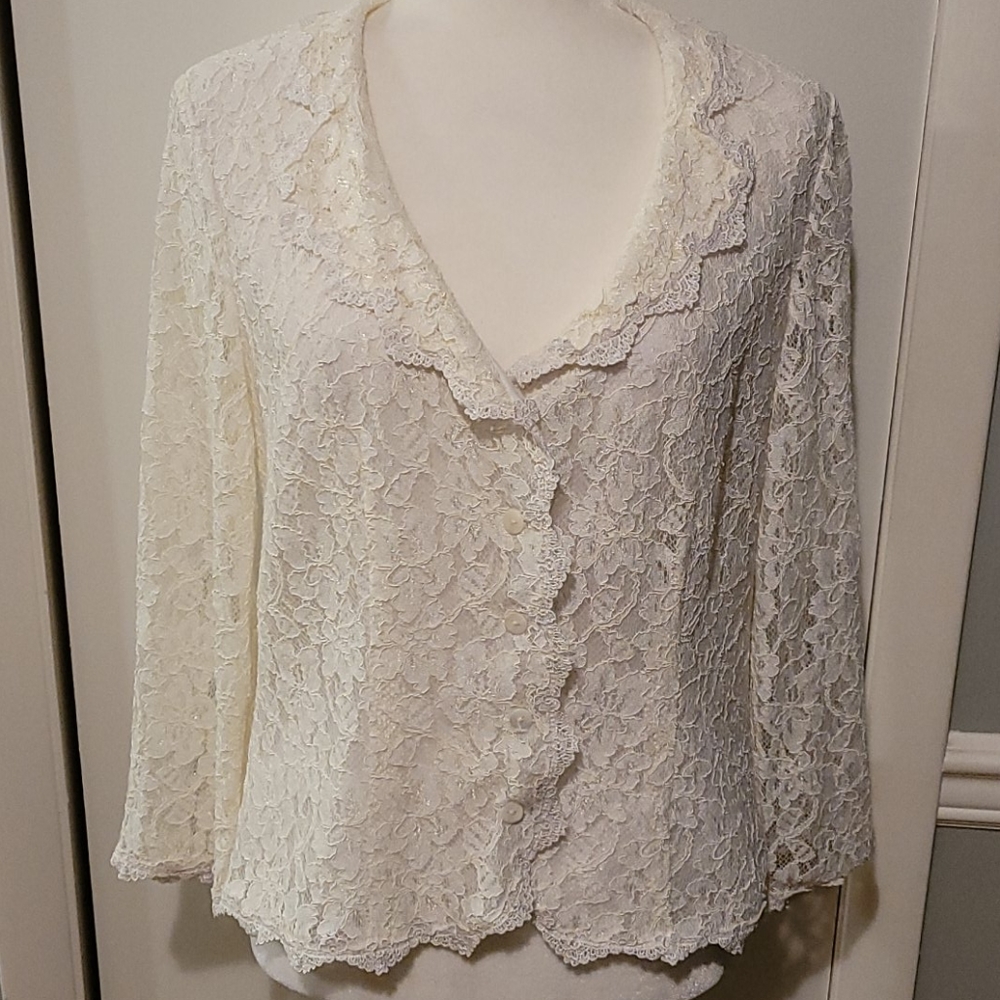 Neiman Marcus Exclusive White Lace Blouse